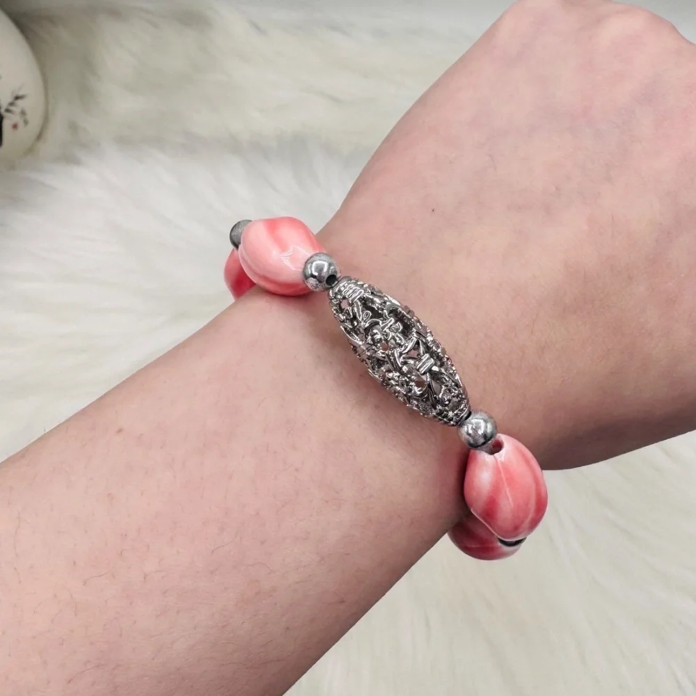 Pink Pearl Glow Statement Bracelet